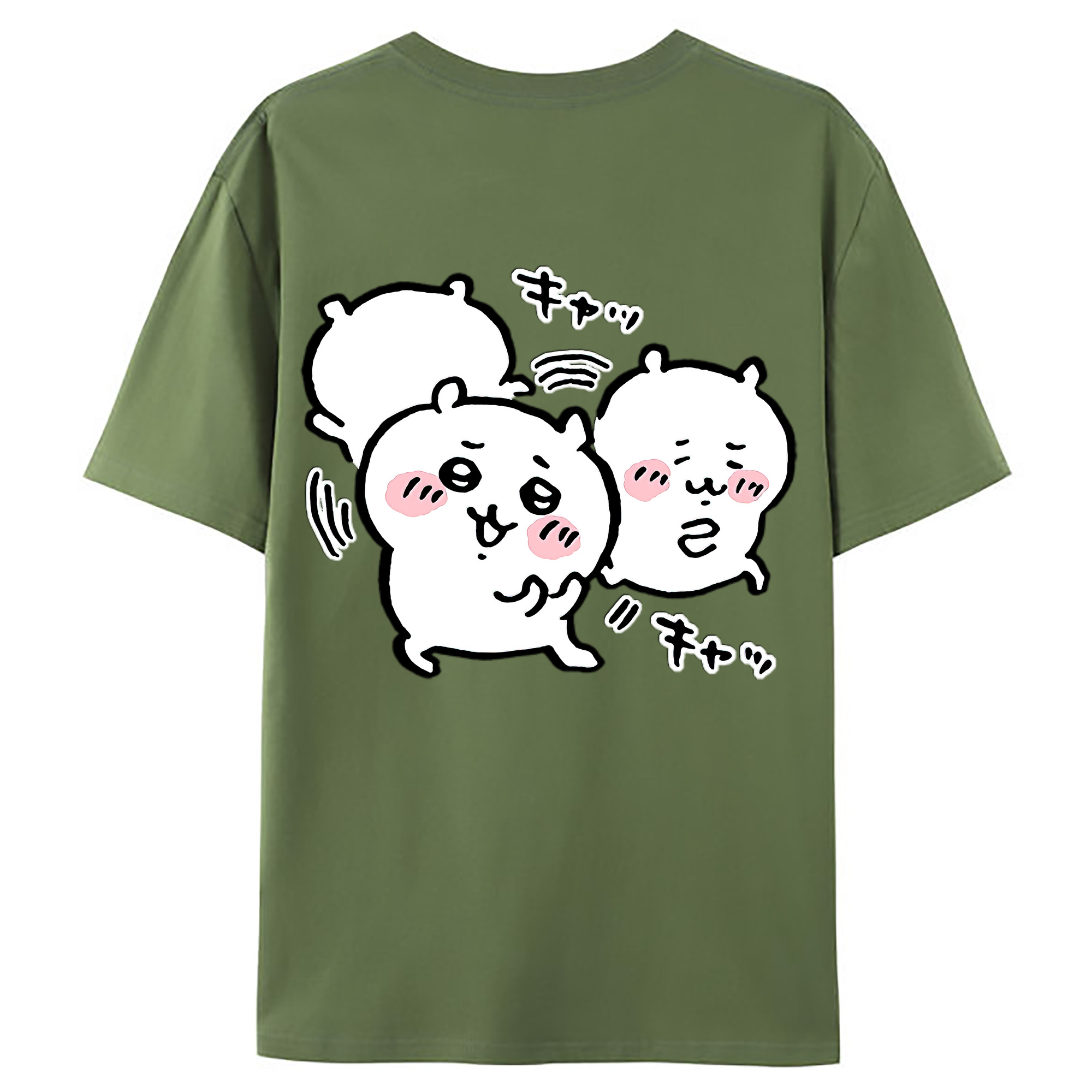 （画像用） ちいかわ ちいかわ Chii-kawa chiikawa 綿100％ メンズ半袖Tシャツ（バックプリント） 通気性